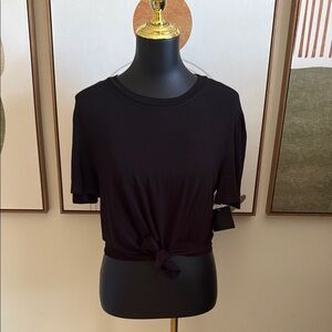 3/$10 Madi Mase Black Tie Front Crop Tee